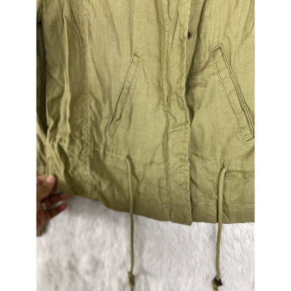 AJ Adrea Jovine Women's Green Linen Snapped Button Zip Up Jacket Size S NWT - Picture 6 of 11